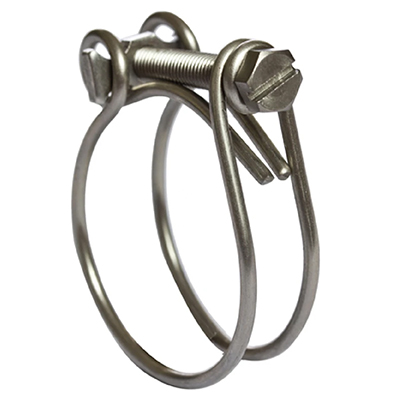 Double wire hose clamps